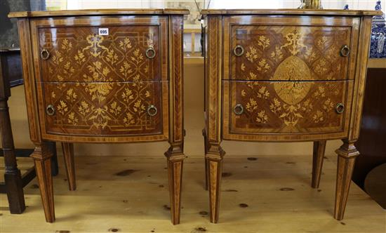 Pair marquetry bedside commodes